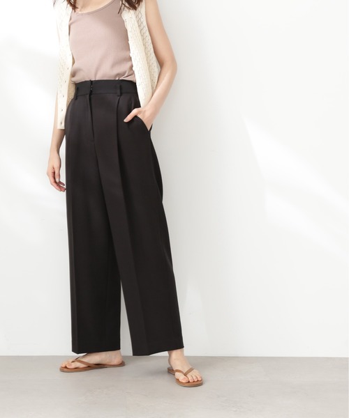 N.（N. Natural Beauty Basic）（エヌエヌナチュラルビューティーベーシック）の「【S Size Line】◆センタープレスハイウエストワイドパンツ（スラックス・レディース・ストライプ/ブラック/ライラック・SMALL/MEDIUM）」の6枚目の写真