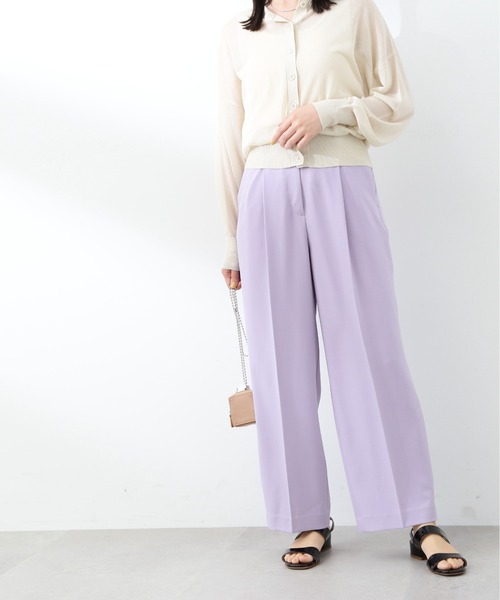 N.（N. Natural Beauty Basic）（エヌエヌナチュラルビューティーベーシック）の「【S Size Line】◆センタープレスハイウエストワイドパンツ（スラックス・レディース・ストライプ/ブラック/ライラック・SMALL/MEDIUM）」の10枚目の写真