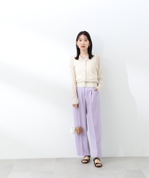 N.（N. Natural Beauty Basic）（エヌエヌナチュラルビューティーベーシック）の「【S Size Line】◆センタープレスハイウエストワイドパンツ（スラックス・レディース・ストライプ/ブラック/ライラック・SMALL/MEDIUM）」の11枚目の写真