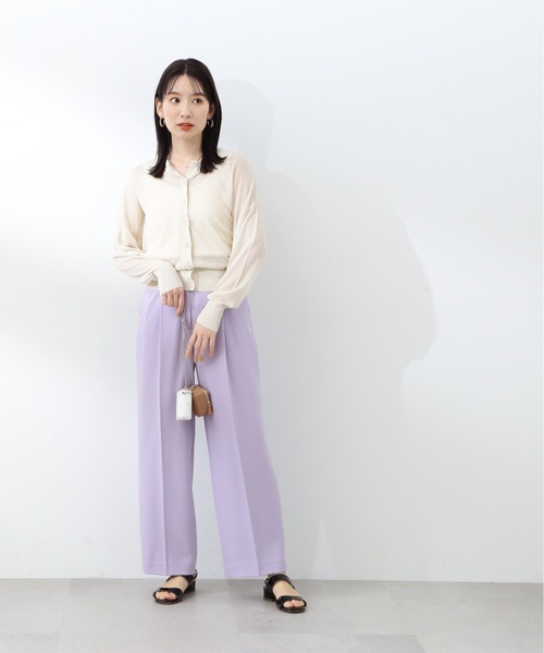 N.（N. Natural Beauty Basic）（エヌエヌナチュラルビューティーベーシック）の「【S Size Line】◆センタープレスハイウエストワイドパンツ（スラックス・レディース・ストライプ/ブラック/ライラック・SMALL/MEDIUM）」の13枚目の写真