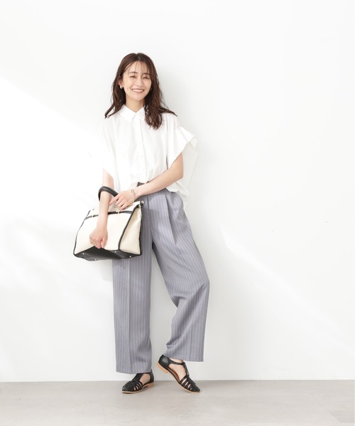 N.（N. Natural Beauty Basic）（エヌエヌナチュラルビューティーベーシック）の「【S Size Line】◆センタープレスハイウエストワイドパンツ（スラックス・レディース・ストライプ/ブラック/ライラック・SMALL/MEDIUM）」の18枚目の写真