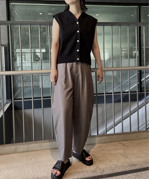 drawerノースリーブニット 紺 Drawer（ドゥロワー）の「＜Drawer（ドゥロワー）＞ 1.5G天竺