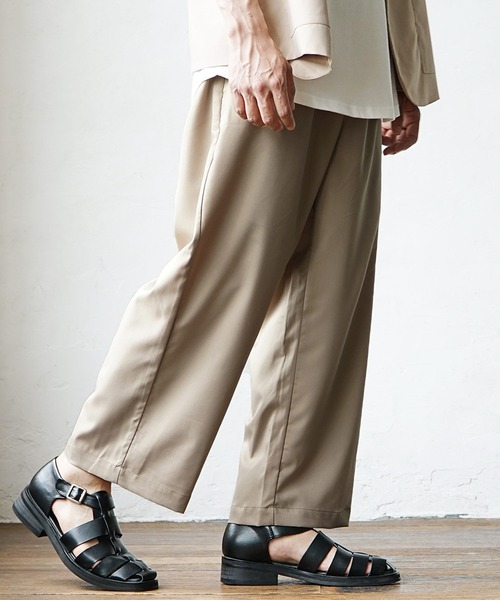 MinoriTY（マイノリティ）の「【MinoriTY】夏素材TRPUワイドパンツ ワイドスラックス ストレートパンツ メンズ 夏服【セットアップ対応】（スラックス・メンズ・ベージュ/モカ/サックスブルー/ブラック・L/M）」の8枚目の写真