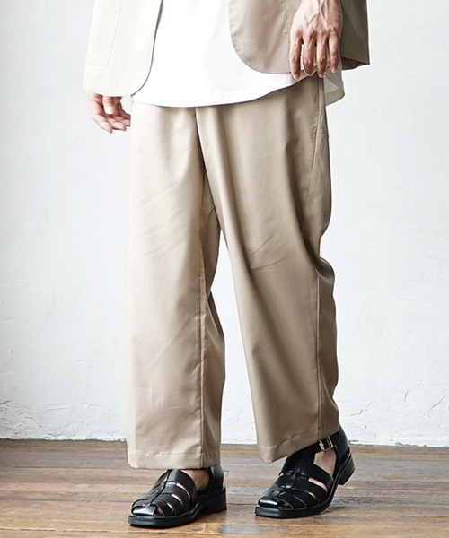 MinoriTY（マイノリティ）の「【MinoriTY】夏素材TRPUワイドパンツ ワイドスラックス ストレートパンツ メンズ 夏服【セットアップ対応】（スラックス・メンズ・ベージュ/モカ/サックスブルー/ブラック・L/M）」の5枚目の写真