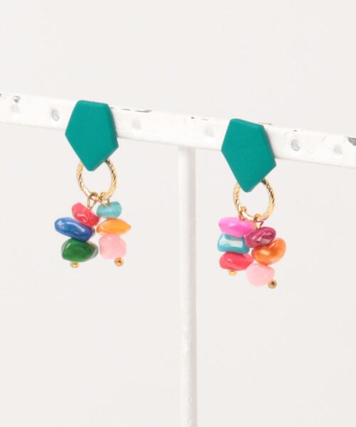 tone(トーン)の「【atelier*mio】ポリマークレイ × シェルビジュー costume jewelry ピアス(ピアス(両耳用)・レディース・ブラック/レッド/グリーン/イエロー/パープル/グリーン系その他/ブラック系その他/パープル系その他/ブルー・FREE)」の3枚目の写真