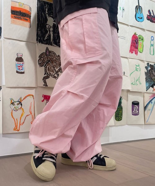 Snap club】ミリタリーパラシュートワイドカーゴパンツ（カーゴパンツ