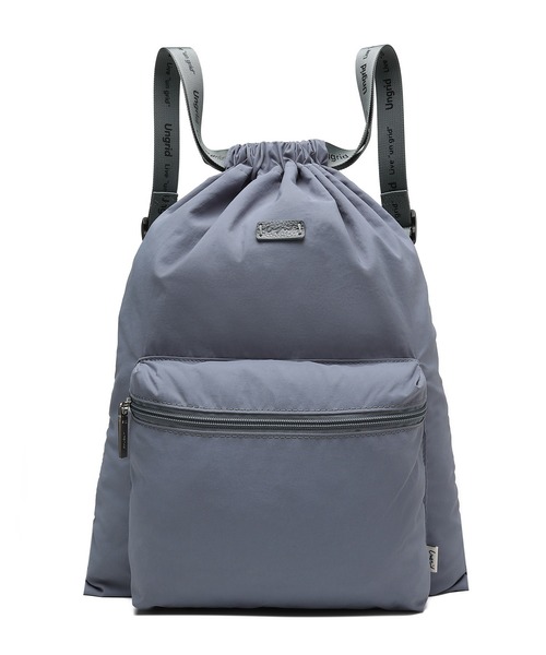 Ungrid/アングリッド】撥水軽量ソフトナイロン ロゴテープナップサック