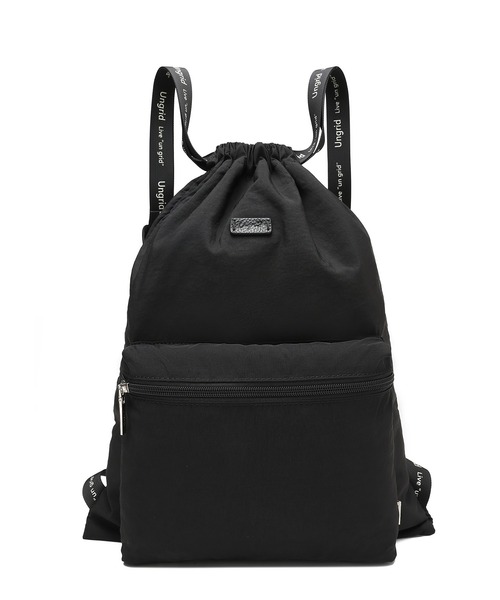 Ungrid/アングリッド】撥水軽量ソフトナイロン ロゴテープナップサック