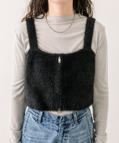 mystic（ミスティック）の「シャギーニットビスチェ（ベスト・レディース・ブラック/アイボリー/グレー・FREE）」の10枚目の写真