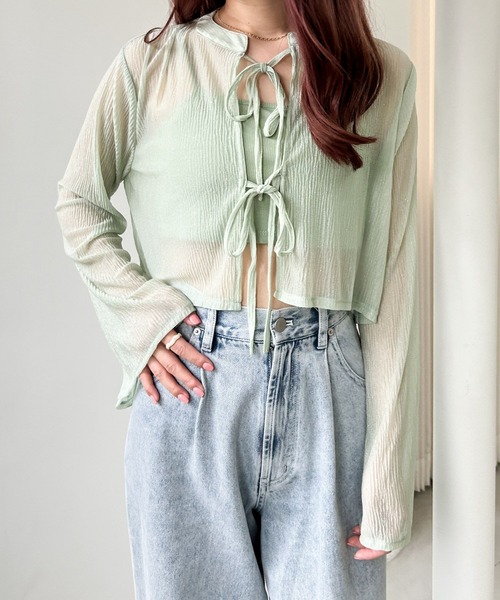Heather(ヘザー)の「ラメシアーキャミ2Pカットソー 971975(Tシャツ/カットソー・レディース・ブラック/ベージュ/ライトグリーン・FREE)」の3枚目の写真
