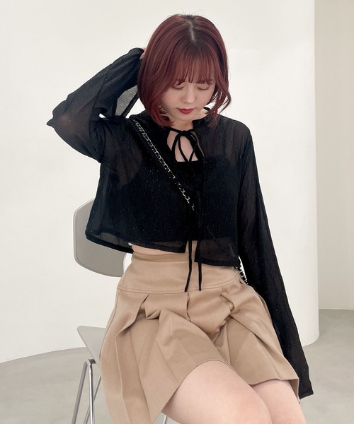 Heather(ヘザー)の「ラメシアーキャミ2Pカットソー 971975(Tシャツ/カットソー・レディース・ブラック/ベージュ/ライトグリーン・FREE)」の15枚目の写真