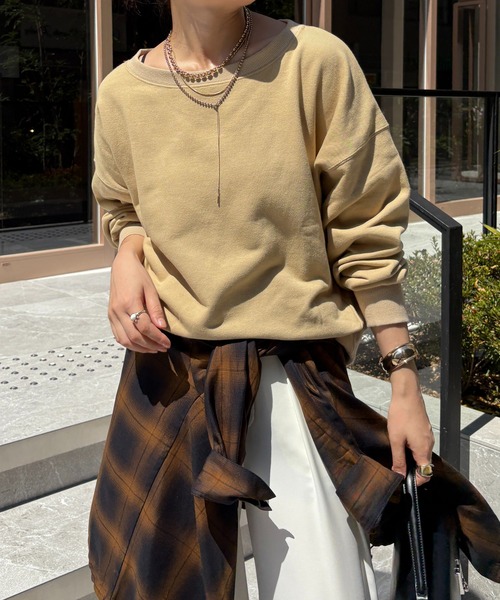 DouDou（ドゥドゥ）の「裏毛スウェット（スウェット・レディース・グレー/ネイビー/アイボリー/ブラウン/バーガンディー/ピンク/オフホワイト/ピンク系その他/ブルー/グレイッシュベージュ/インディゴブルー/レッド/ブラック/キャメル/ミント/オレンジ/チャコールグレー/ダークグリーン/パープル/ベージュ・FREE）」の7枚目の写真