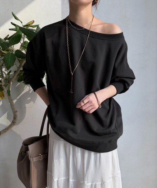 DouDou（ドゥドゥ）の「裏毛スウェット（スウェット・レディース・グレー/ネイビー/アイボリー/ブラウン/バーガンディー/ピンク/オフホワイト/ピンク系その他/ブルー/グレイッシュベージュ/インディゴブルー/レッド/ブラック/キャメル/ミント/オレンジ/チャコールグレー/ダークグリーン/パープル/ベージュ・FREE）」の4枚目の写真