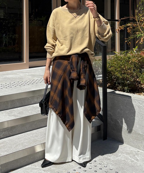 DouDou（ドゥドゥ）の「裏毛スウェット（スウェット・レディース・グレー/ネイビー/アイボリー/ブラウン/バーガンディー/ピンク/オフホワイト/ピンク系その他/ブルー/グレイッシュベージュ/インディゴブルー/レッド/ブラック/キャメル/ミント/オレンジ/チャコールグレー/ダークグリーン/パープル/ベージュ・FREE）」の22枚目の写真