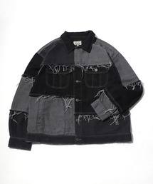 Salong hameu（サロン ハミュー）の「クレイジー配色切替リメイク風デニムジャケット/ビッグシルエットGジャン（デニムジャケット）」