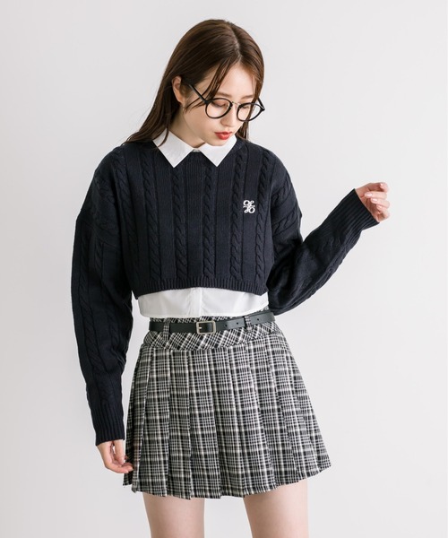 OLIVE des OLIVE（オリーブデオリーブ）の「細ベルト付きプリーツスカート　1032010090（スカート・レディース・チェック/ワンウォッシュ/チャコールグレー/ブラック・FREE）」の17枚目の写真