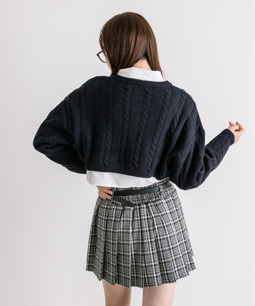 OLIVE des OLIVE（オリーブデオリーブ）の「細ベルト付きプリーツスカート　1032010090（スカート・レディース・チェック/ワンウォッシュ/チャコールグレー/ブラック・FREE）」の19枚目の写真