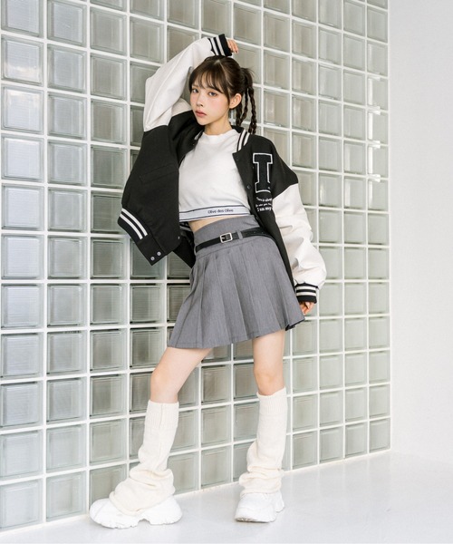 OLIVE des OLIVE（オリーブデオリーブ）の「細ベルト付きプリーツスカート　1032010090（スカート・レディース・チェック/ワンウォッシュ/チャコールグレー/ブラック・FREE）」の8枚目の写真