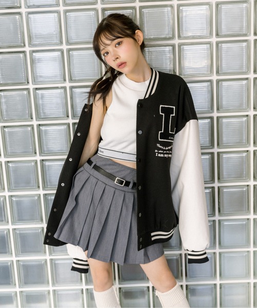 OLIVE des OLIVE（オリーブデオリーブ）の「細ベルト付きプリーツスカート　1032010090（スカート・レディース・チェック/ワンウォッシュ/チャコールグレー/ブラック・FREE）」の9枚目の写真