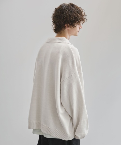 CTHY（シティ）の「ルーズニットシングルボタンニット長袖ポロシャツ（ニット/セーター・メンズ・グレー/モカ/ブラック/オフホワイト・L/S/M/XL）」の19枚目の写真