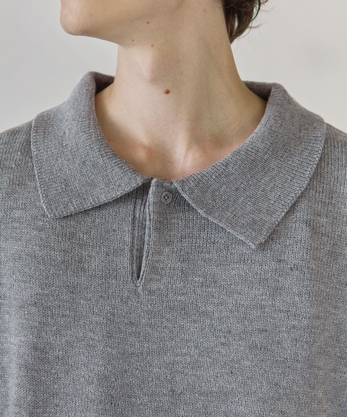 CTHY（シティ）の「ルーズニットシングルボタンニット長袖ポロシャツ 