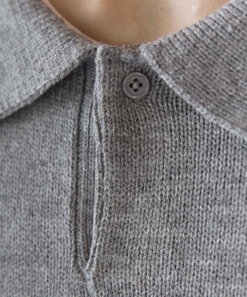 CTHY（シティ）の「ルーズニットシングルボタンニット長袖ポロシャツ（ニット/セーター・メンズ・グレー/モカ/ブラック/オフホワイト・L/S/M/XL）」の12枚目の写真