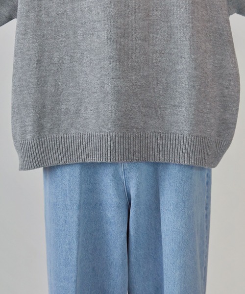 CTHY（シティ）の「ルーズニットシングルボタンニット長袖ポロシャツ