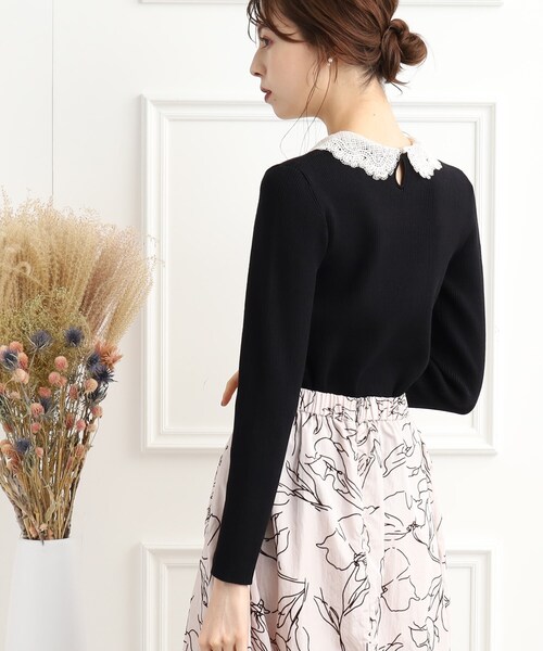 chloe クロエ　レース　ボーダーニット　トップス　ワンピース　drawer chloe クロエ レース ボーダーニット トップス ワンピース