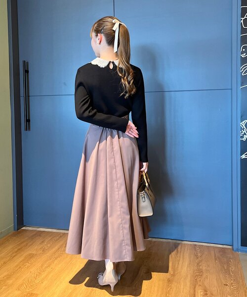 couture brooch（クチュールブローチ）の「◆【大人クラシカルな華やかニット】レース衿リブニット（ニット/セーター・レディース・ライトベージュ/ライトブルー/ブラック/ブラック系5・40/38/42）」の18枚目の写真