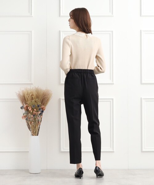 couture brooch（クチュールブローチ）の「◆【大人クラシカルな華やかニット】レース衿リブニット（ニット/セーター・レディース・ライトベージュ/ライトブルー/ブラック/ブラック系5・40/38/42）」の21枚目の写真