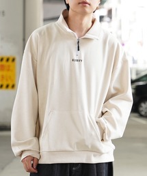ロゴ刺繍 フェイクスエード ハーフジップ / Logo embroidery faux suede half zip
