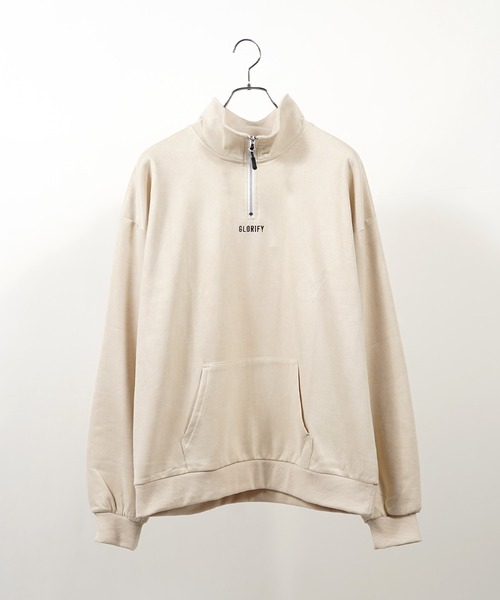 1111clothing(ワンフォークロージング)の「ロゴ刺繍 フェイクスエード ハーフジップ / Logo embroidery faux suede half zip(その他トップス・メンズ・アイボリー/チャコールグレー/ブラウン/ダークグリーン・M/L)」の5枚目の写真