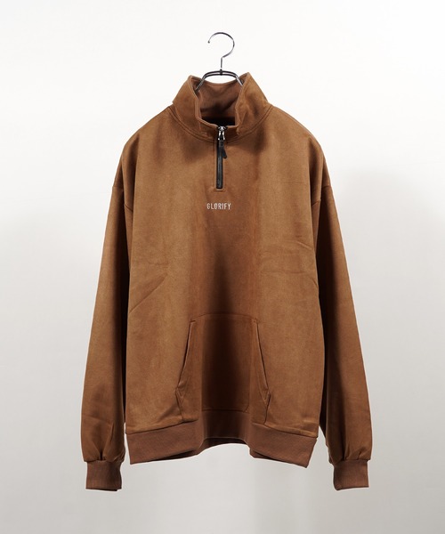 1111clothing(ワンフォークロージング)の「ロゴ刺繍 フェイクスエード ハーフジップ / Logo embroidery faux suede half zip(その他トップス・メンズ・アイボリー/チャコールグレー/ブラウン/ダークグリーン・M/L)」の15枚目の写真