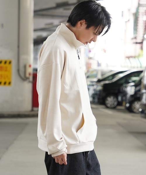 1111clothing(ワンフォークロージング)の「ロゴ刺繍 フェイクスエード ハーフジップ / Logo embroidery faux suede half zip(その他トップス・メンズ・アイボリー/チャコールグレー/ブラウン/ダークグリーン・M/L)」の7枚目の写真