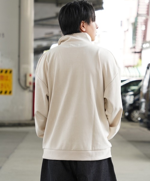 1111clothing(ワンフォークロージング)の「ロゴ刺繍 フェイクスエード ハーフジップ / Logo embroidery faux suede half zip(その他トップス・メンズ・アイボリー/チャコールグレー/ブラウン/ダークグリーン・M/L)」の8枚目の写真