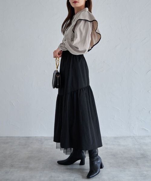tocco closet（トッコ　クローゼット）の「【ZOZO限定】リバーシブル切替チュールスカート（スカート・レディース・ブラック/グレイッシュベージュ・M）」の15枚目の写真