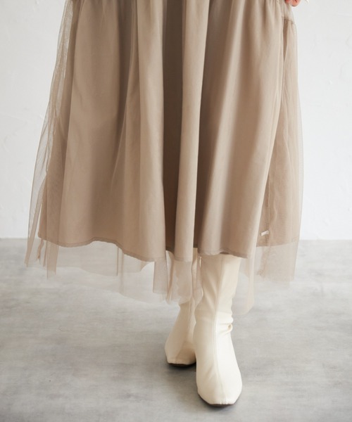 tocco closet（トッコ　クローゼット）の「【ZOZO限定】リバーシブル切替チュールスカート（スカート・レディース・ブラック/グレイッシュベージュ・M）」の4枚目の写真