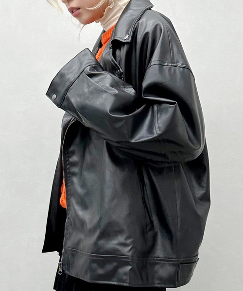 SpRay（スプレイ）の「エコレザ－ＢＩＧライダ－ス（ライダースジャケット・レディース・ブラック・FREE）」の5枚目の写真