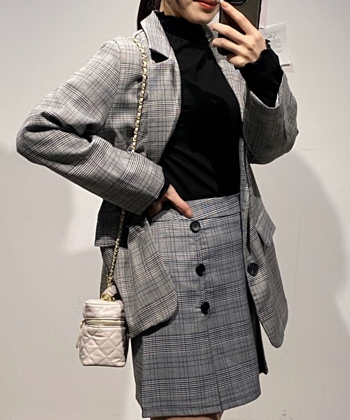 nadia tartan jacket タータン　ジャケット　グレー Ada.（エイダ）の「グレンチェック テーラード ジャケット（テーラード