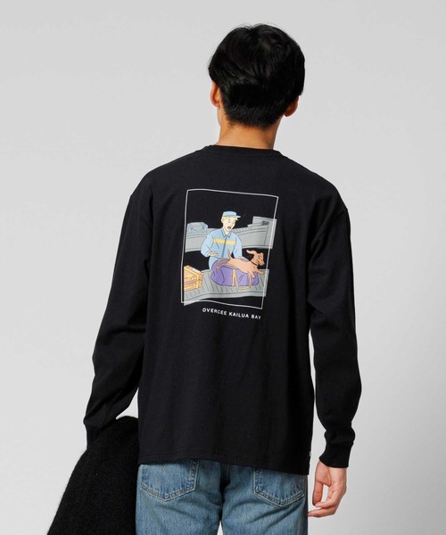 Right-on(ライトオン)の「バックグラフィック長袖Tシャツ(Tシャツ/カットソー・メンズ・ホワイト/ブラック・M/L/XL)」の1枚目の写真