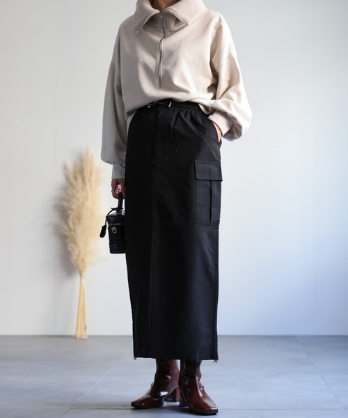 ap retro(アプレトロ)の「バックスリットロングカーゴスカート(スカート・レディース・チャコールグレー/ブラック/カーキ・FREE)」の4枚目の写真