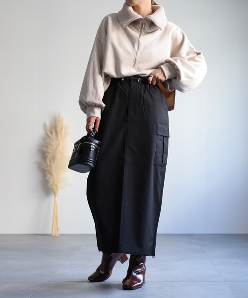 ap retro(アプレトロ)の「バックスリットロングカーゴスカート(スカート・レディース・チャコールグレー/ブラック/カーキ・FREE)」の5枚目の写真