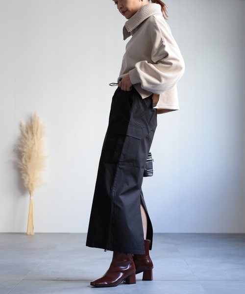 ap retro(アプレトロ)の「バックスリットロングカーゴスカート(スカート・レディース・チャコールグレー/ブラック/カーキ・FREE)」の6枚目の写真