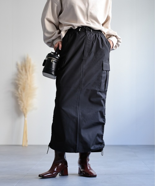 ap retro(アプレトロ)の「バックスリットロングカーゴスカート(スカート・レディース・チャコールグレー/ブラック/カーキ・FREE)」の14枚目の写真