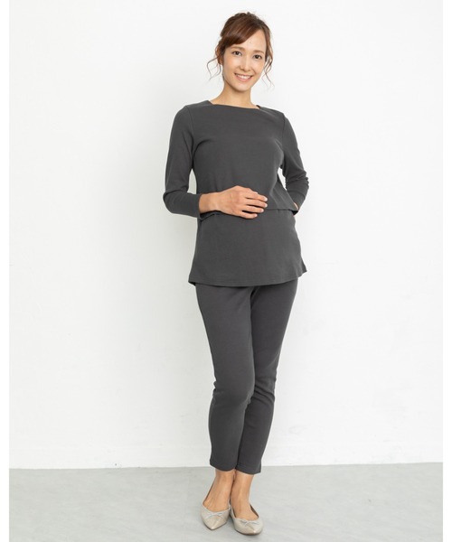 PATRIOT TAXI SELECT(パトリオットタクシーセレクト)の「【BREEZE CROSS CLOSET】授乳口付きテレコトップス(マタニティウェア/グッズ・レディース・ブラック/オフホワイト・M~L)」の10枚目の写真