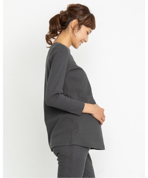 PATRIOT TAXI SELECT(パトリオットタクシーセレクト)の「【BREEZE CROSS CLOSET】授乳口付きテレコトップス(マタニティウェア/グッズ・レディース・ブラック/オフホワイト・M~L)」の11枚目の写真