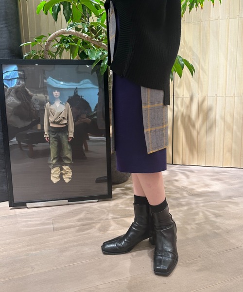 JNBY(ジェーエヌビーワイ)の「Retro-plaid Spliced Skirt(スカート・レディース・イエロー系その他3/グレー系その他5・36/38)」の10枚目の写真