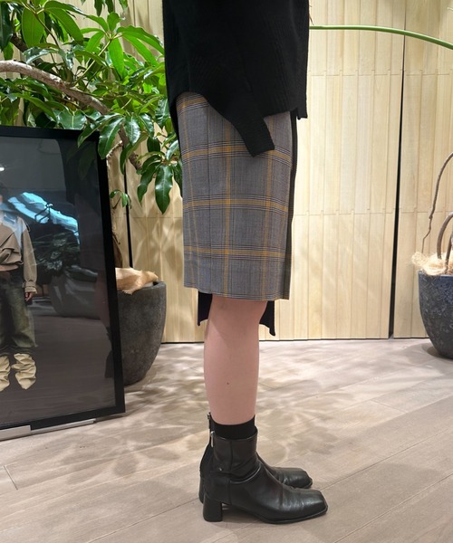 JNBY(ジェーエヌビーワイ)の「Retro-plaid Spliced Skirt(スカート・レディース・イエロー系その他3/グレー系その他5・36/38)」の9枚目の写真