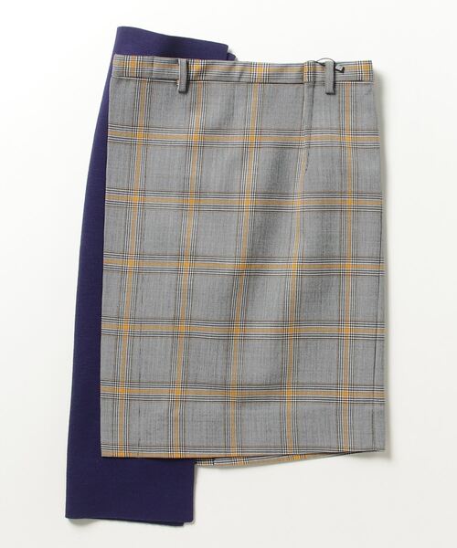 JNBY(ジェーエヌビーワイ)の「Retro-plaid Spliced Skirt(スカート・レディース・イエロー系その他3/グレー系その他5・36/38)」の5枚目の写真