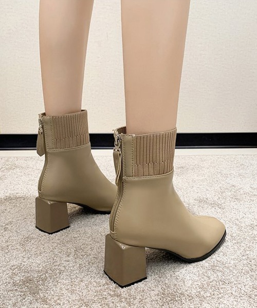 Miniministore(ミニミニストア)の「ショートブーツ 美脚 リブ切り替えブーツ(ブーツ・レディース・ベージュ/ブラック・23.5cm/24.5cm/23.0cm/24.0cm/25.0cm)」の11枚目の写真